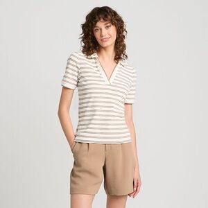 Lands' End Brown and Cream Striped Top